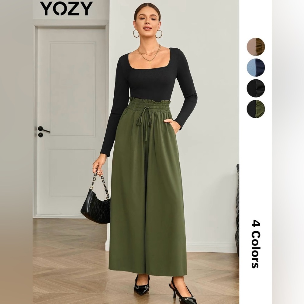 Women's Black/Olive Green Wide-Leg Jumpsuit